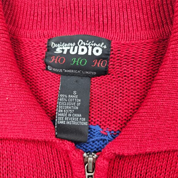 Vintage Christmas Cardigan Womens Small Santa Retro Sweater Grandma Embroidered - Picture 4 of 7